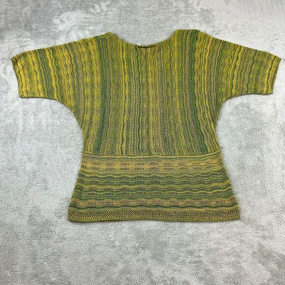 212 New York Size M Womens Blue and Green Dolman Sleeve Crochet Top - Picture 3 of 7